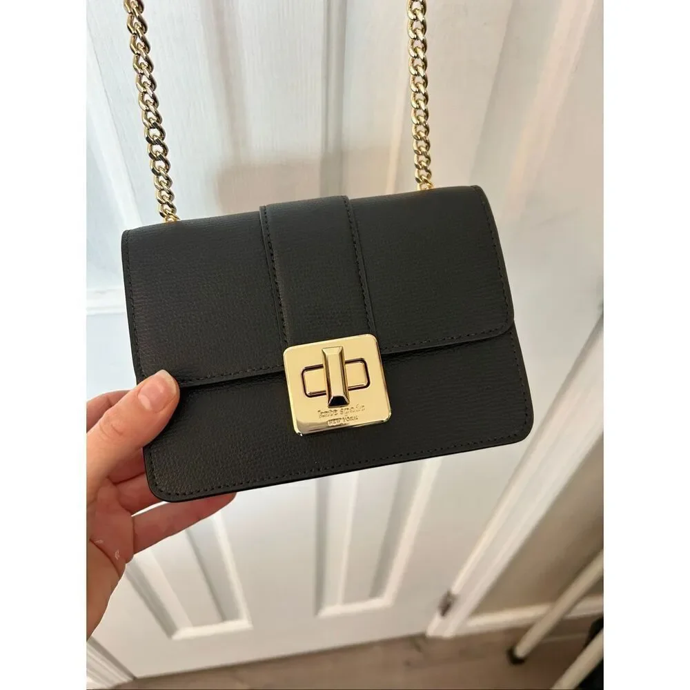 Kate spade black Phoebe Turnlock Mini Flap Crossbody new retail $399